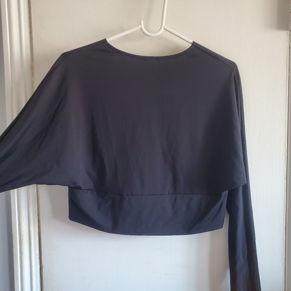 Garage Black Plunge Long Sleeve Top Size L Going out Club Party minimal basics - Picture 6 of 8